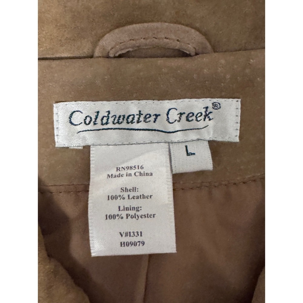 Coldwater Creek Womens Tan Suede Leather Full Zip Jacket Tan Brown Size L d3 - Picture 4 of 7